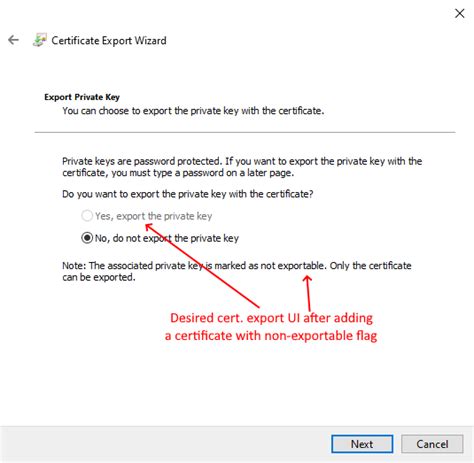 make certificate private key exportable